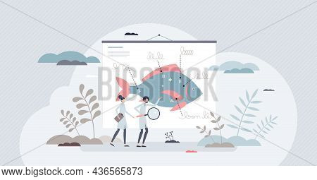 Ichthyology Study As Knowledge About Fish And Sea Animals Tiny Person Concept. Biological Water Inha
