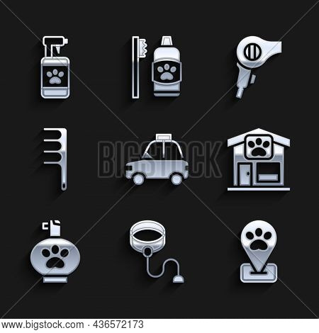 Set Pet Car Taxi, Retractable Cord Leash, Location Pet Grooming, Shampoo, Hair Brush For Dog And, Dr