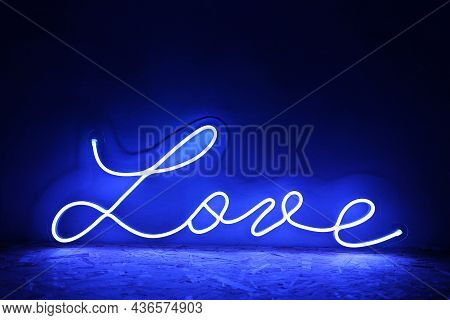 Blue Neon Sign Love. Trendy Style. Neon Sign. Custom Neon. Home Decor.