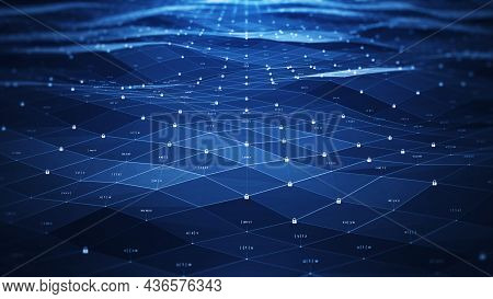 Data Protection Background Is A Concept In Cybersecurity And Privacy Technology. A Small Padlock Bin