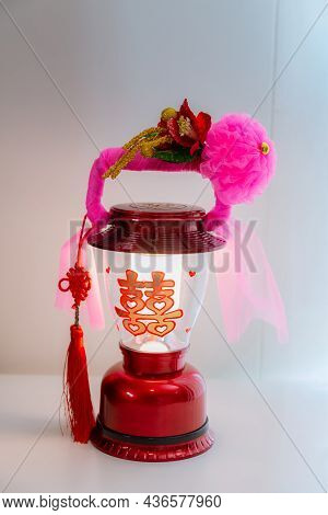 Lamp In The Chinese Wedding. Lantern For Chinese Wedding Ceremony. A Traditional Wedding Symbol. The