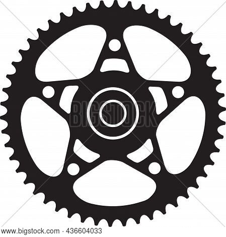 Bicycle Gear Black And White, Black White Vector Illustration