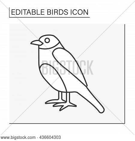 Bluebird Line Icon. Small Reddish Brown Breast, And Blue Plumage. Birds Concept. Isolated Vector Ill