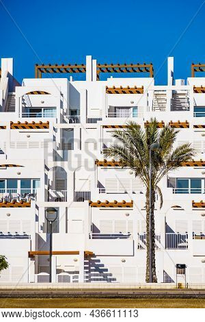 Spanish Resort White Buildings. Mojacar Village In Andalucia, Coast Almeria, Spain