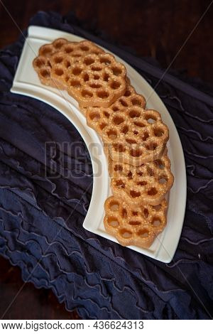 Traditional Malaysian Cookies Snack Known As Kuih Loyang  For Eid Fitr, Eid Adha And Ramadhan.