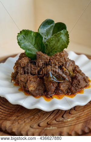 Rendang Daging Or Beef Rendang. Traditional Dish Usually Served During Eid Festival.