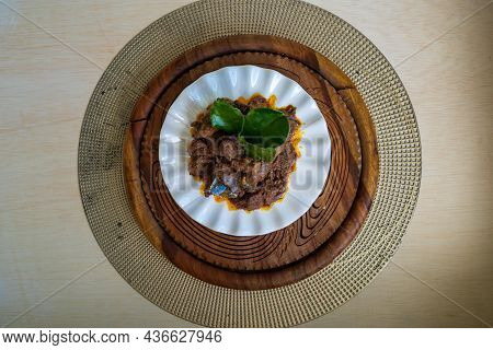 Rendang Daging Or Beef Rendang. Traditional Dish Usually Served During Eid Festival.
