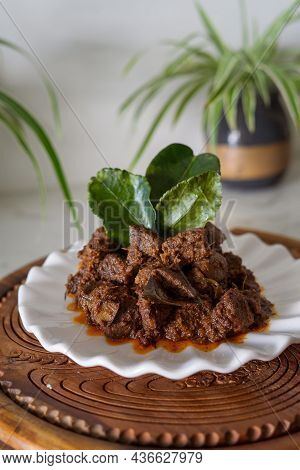 Rendang Daging Or Beef Rendang. Traditional Dish Usually Served During Eid Festival.
