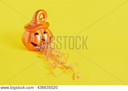 Ceramic Lamp And Paper Shavings For Gift Wrapping, Pumpkin Vomit Paper