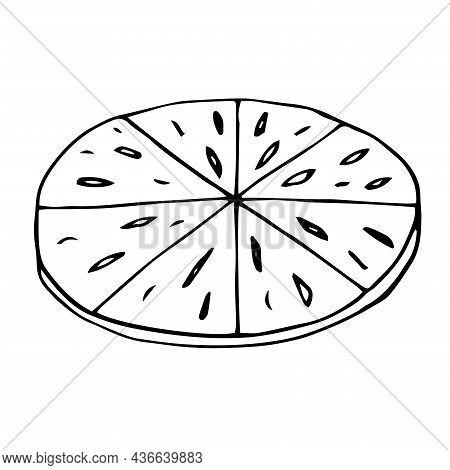 Focaccia Italian Bread Vector Illustration Hand Drawing Doodle