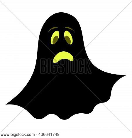 Ghost. Silhouette. Sad Facial Expression. Vector Illustration. Isolated White Background. Bringing. 