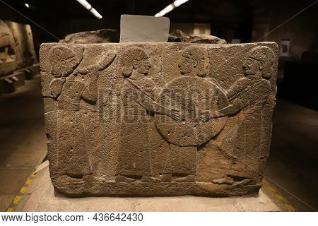 Ankara, Turkey - July 30, 2021: Old Carving In Museum Of Anatolian Civilizations, Ankara City, Turke