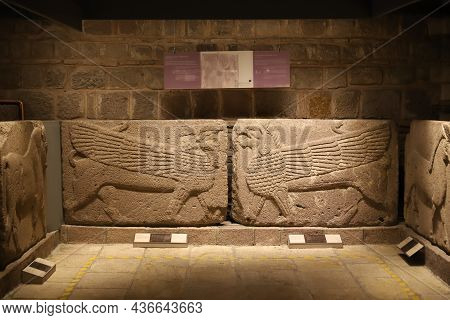 Ankara, Turkey - July 30, 2021: Old Carving In Museum Of Anatolian Civilizations, Ankara City, Turke