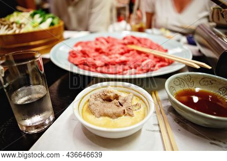 Shabu-shabu Is A Japanese Nabemono Hotpot Dish Of Thinly Sliced Meat And Vegetables Boiled In Water 