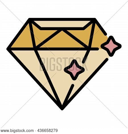 Diamond Stone Icon. Outline Diamond Stone Vector Icon Color Flat Isolated
