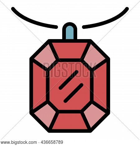 Necklace Jewel Icon. Outline Necklace Jewel Vector Icon Color Flat Isolated