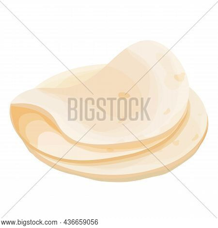 Lavash, Tortilla. Mexican Cuisine Ingredient In Cartoon Style Isolated On White Background. Fast Foo