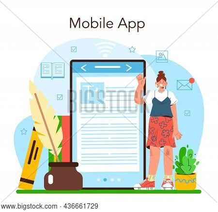 Publisher Online Service Or Platform. Editor Working On Book