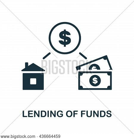 Lending Of Funds Icon. Monochrome Sign From Banking Operations Collection. Creative Lending Of Funds