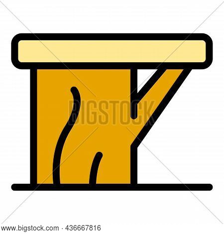 Backless Bench Icon. Outline Backless Bench Vector Icon Color Flat Isolated