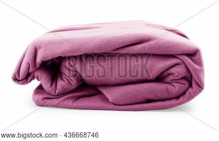 White Bed Linen On A White Bed Isolated. Bedroom With Bed And Linen Against White Background. Bed Wi