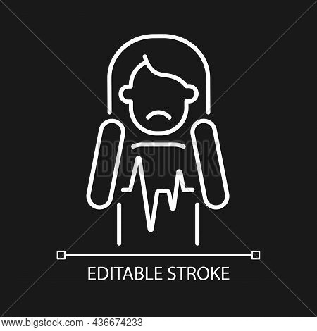 Heart Palpitations White Linear Icon For Dark Theme. Fast Beating, Fluttering Heart. Health Problem.
