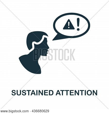Sustained Attention Icon. Monochrome Sign From Cognitive Skills Collection. Creative Sustained Atten