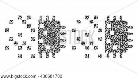 Pixel Digital Chip Generation Icon. Mosaic Digital Chip Generation Icon United From Spheric Items In