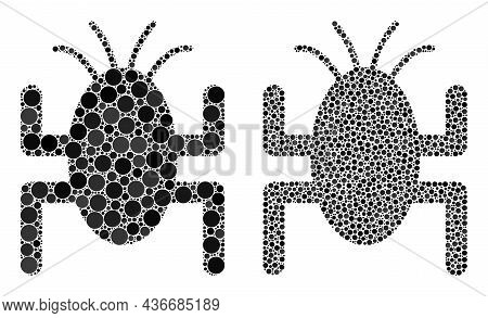 Dotted Bug Tick Icon. Mosaic Bug Tick Icon Organized From Spheric Elements In Variable Sizes And Col