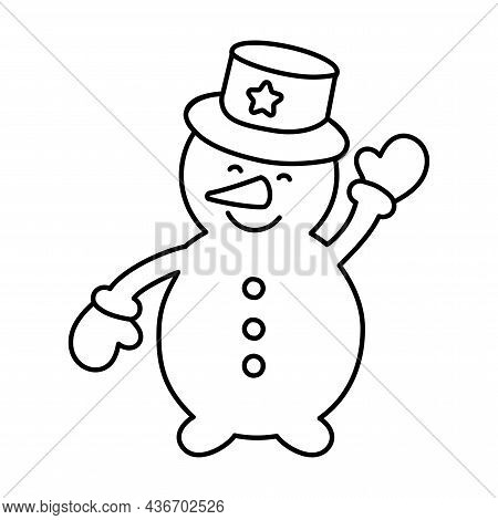 Snoman Smiling Thin Line Icon. Vector Illustration.