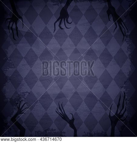 Blue Grunge Wallpaper Background With Creepy Hands