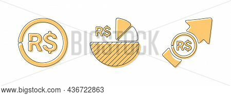 Icon Of The Brazilian Real. Different Financial Currency Icons. Financial Chart With Currency Icon. 