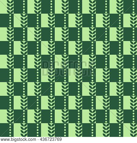 Pattern Seamless Leaves Shevron Geometry In Retro Style. Vintage Floral Background. Simple Vector Il