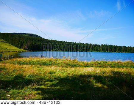 Lake Servieres In The Auvergne Region Of Central France