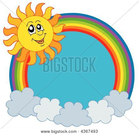cute Sonne und rainbow