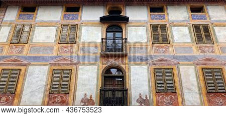FIERA DI PRIMIERO, ITALY -  27 september 2021 - Architectural detail in Fiera di Primiero, Pale di San Martino, Trentino Alto-Adige, Italy, Europe                             
