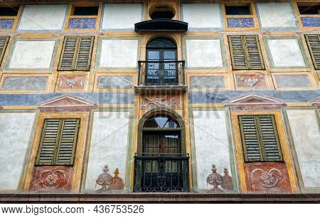 FIERA DI PRIMIERO, ITALY -  27 september 2021 - Architectural detail in Fiera di Primiero, Pale di San Martino, Trentino Alto-Adige, Italy, Europe                             