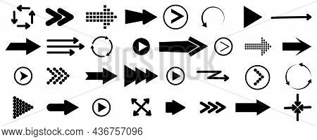 Collection Of Different Arrow Icon. Navigation Concept. Mouse Pointer. Flat Design. Vector Illustrat