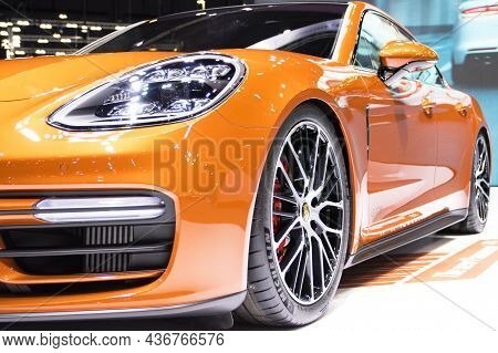 Bangkok - Dec 2, 2020  Car Show Porsche Panamera 4s  At Auto Shows And Other Exhibitions Selective F