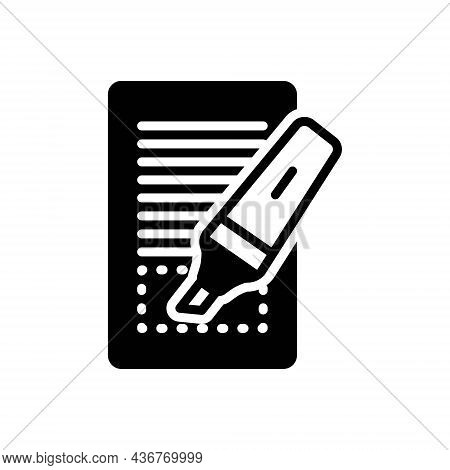 Black Solid Icon For Highlighted Displayed Marker Blogger Highlight Ink Underline Underscore