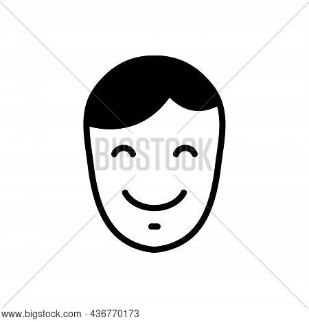 Black Solid Icon For Pleased Smile Happy Blissful Blithesome Exultant Fain