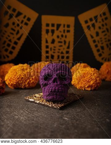Mexican Skull Made Of Chocolate. In Mexico Culture Named 