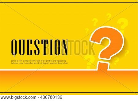 Large Question Mark Sign On Orange Background. Horizontal Banner Or Layou