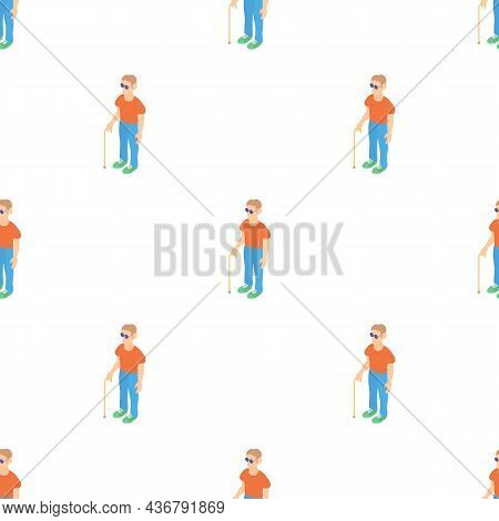 Blind Man With A Cane Pattern Seamless Background Texture Repeat Wallpaper Geometric Vector