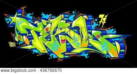 Abstract Urban Graffiti Street Art Word Tesl Lettering Vector