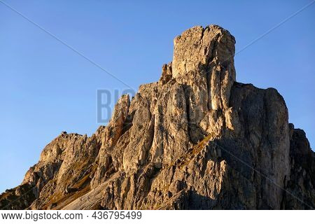 Ra Gusela peak in the Dolomites, Italy, Europe                               