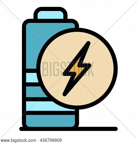 Low Charge Battery Icon. Outline Low Charge Battery Vector Icon Color Flat Isolated