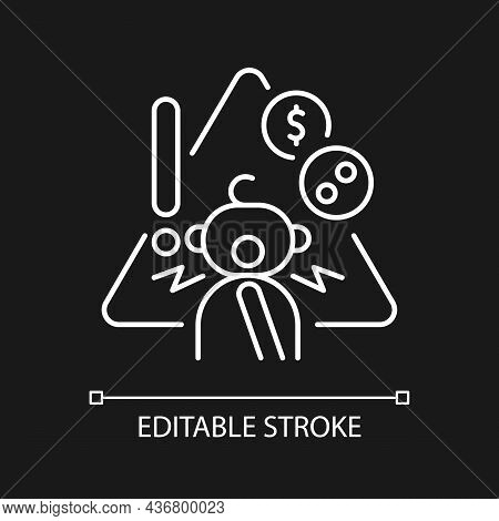 No Access To Coins, Buttons And Safety Pins White Linear Icon For Dark Theme. Child Safety At Home. 