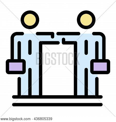 Businessman Cooperation Icon. Outline Businessman Cooperation Vector Icon Color Flat Isolated