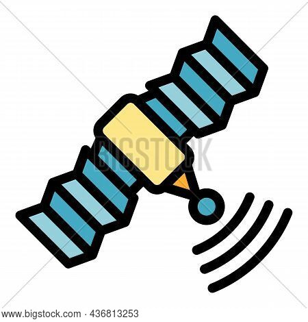 Sattelite Icon. Outline Sattelite Vector Icon Color Flat Isolated
